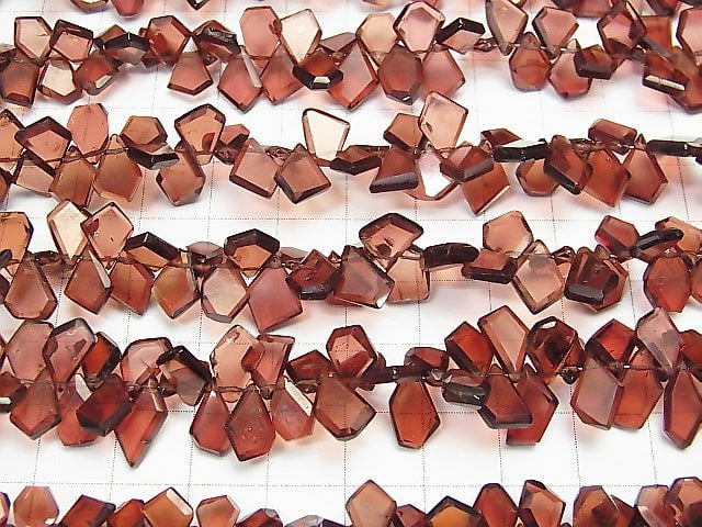 [Video] High Quality Mozambique Garnet AAA- Rough Slice Faceted half or 1strand beads (aprx.7inch / 18cm)