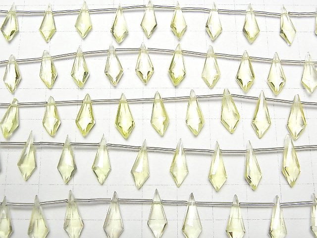 [Video] High Quality Lemon Quartz AAA Deformation Diamond Shape 15x6mm 1strand (9pcs)