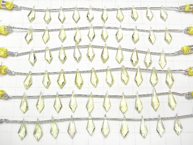 [Video] High Quality Lemon Quartz AAA Deformation Diamond Shape 15x6mm 1strand (9pcs)