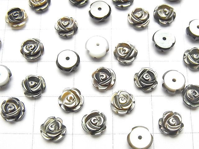 [Video] High Quality Black Shell (Black-lip Oyster) AAA Rose 6mm [Half Drilled Hole] 4pcs