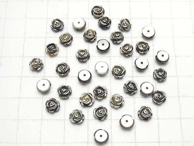 [Video] High Quality Black Shell (Black-lip Oyster) AAA Rose 6mm [Half Drilled Hole] 4pcs