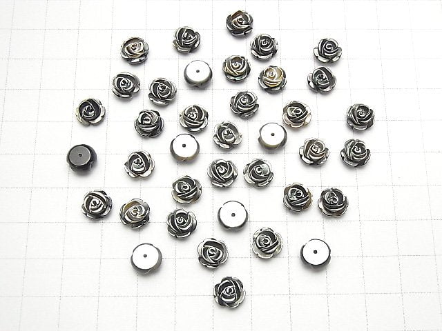 [Video] High Quality Black Shell (Black-lip Oyster) AAA Rose 8mm [Half Drilled Hole] 4pcs