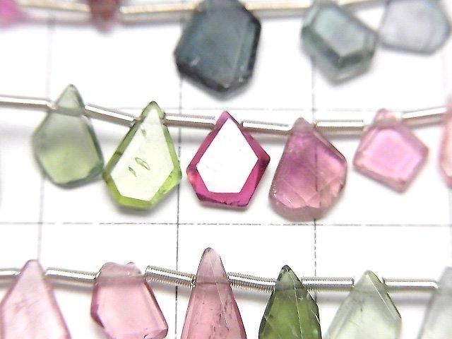 [Video] High Quality Multicolor Tourmaline AAA- Rough Slice Faceted 1-Strand Beads (approx. 7 inches/18 cm)