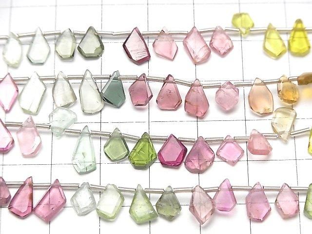 [Video] High Quality Multicolor Tourmaline AAA- Rough Slice Faceted 1-Strand Beads (approx. 7 inches/18 cm)