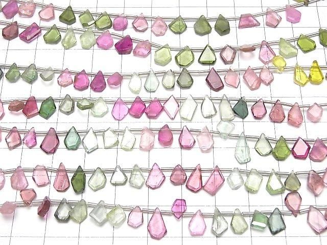 [Video] High Quality Multicolor Tourmaline AAA- Rough Slice Faceted 1-Strand Beads (approx. 7 inches/18 cm)