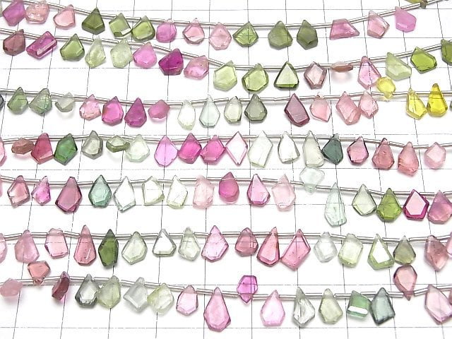 [Video] High Quality Multicolor Tourmaline AAA- Rough Slice Faceted 1strand beads (aprx.7inch / 18cm)