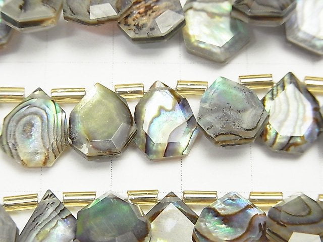 [Video] Abalone Shell x Crystal AAA Rough Slice Faceted 1strand beads (aprx.7inch / 18cm)