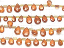 [Video]High Quality Hessonite Garnet AAA- Pear shape Faceted Briolette 1strand beads (aprx.7inch/18cm)