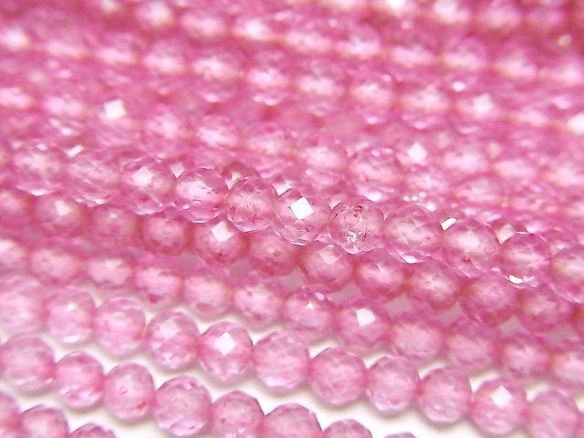 [Video]High Quality! Pink Topaz AAA Faceted Round 3mm 1strand beads (aprx.12inch/30cm)