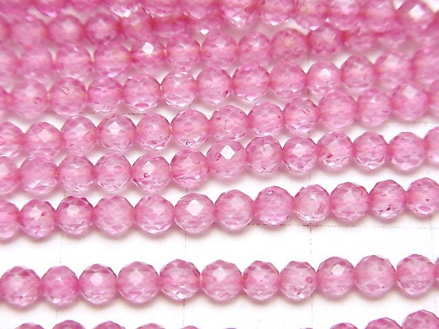 [Video]High Quality! Pink Topaz AAA Faceted Round 3mm 1strand beads (aprx.12inch/30cm)