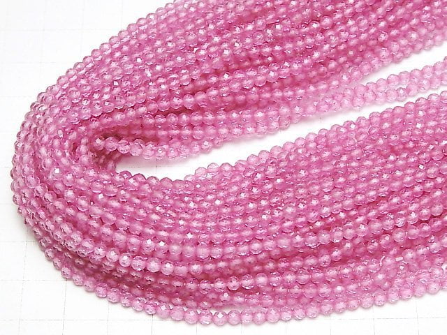 [Video]High Quality! Pink Topaz AAA Faceted Round 3mm 1strand beads (aprx.12inch/30cm)