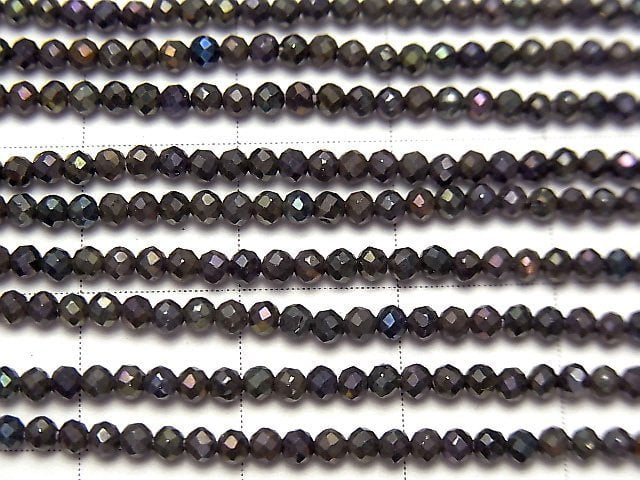 [Video] High Quality! 5strands $7.79! Black Spinel AAA Faceted Round 2mm Purple Coating 1strand beads (aprx.13inch / 31cm)