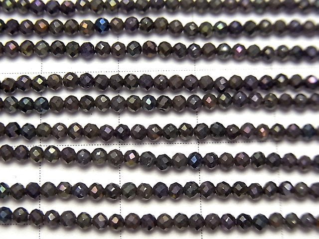 [Video] High Quality! 5strands $7.79! Black Spinel AAA Faceted Round 2mm Purple Coating 1strand beads (aprx.13inch / 31cm)