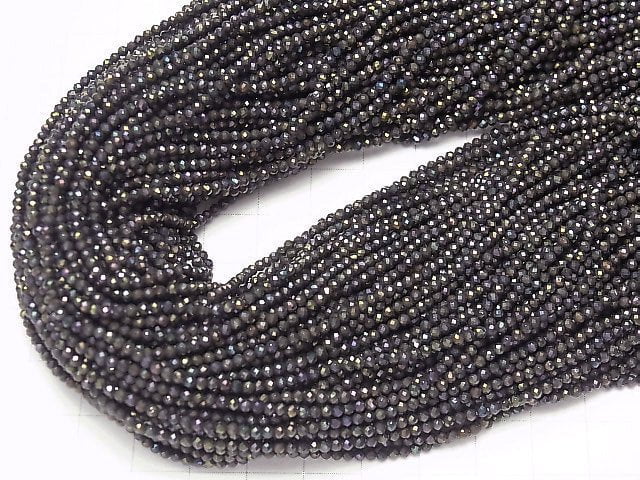 [Video] High Quality! 5strands $7.79! Black Spinel AAA Faceted Round 2mm Purple Coating 1strand beads (aprx.13inch / 31cm)