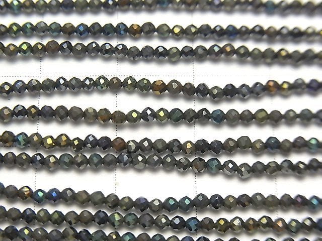 [Video] High Quality! 5strands $7.79! Black Spinel AAA Faceted Round 2mm Coating 1strand beads (aprx.13inch / 31cm)