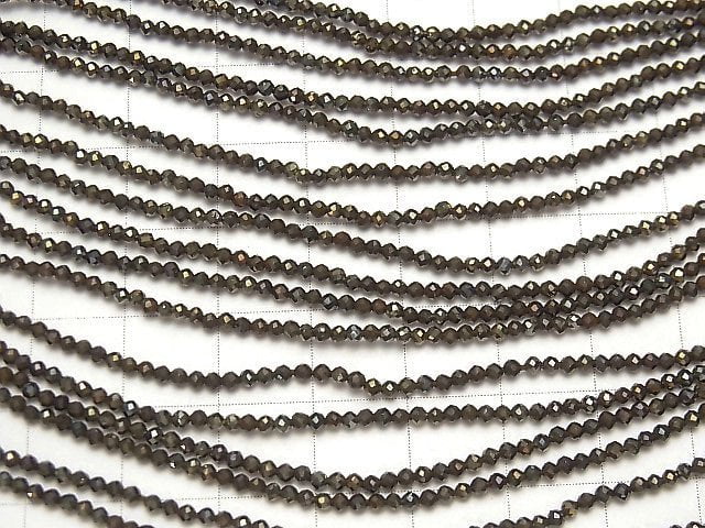 [Video] High Quality! 5strands $7.79! Black Spinel AAA Faceted Round 2mm Brown Coating 1strand beads (aprx.13inch / 31cm)