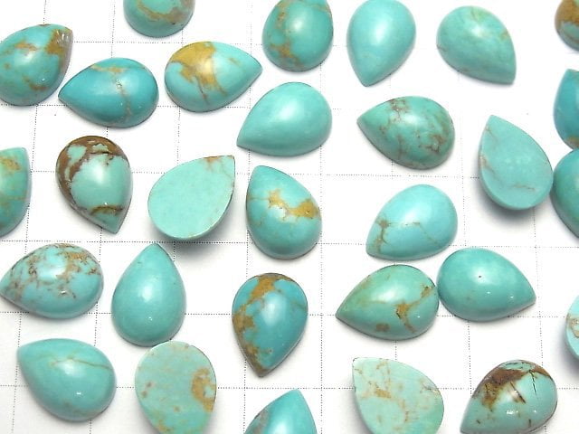 [Video] Arizona Kingman Turquoise AA++ Pear shape Cabochon 14x10mm 2pcs