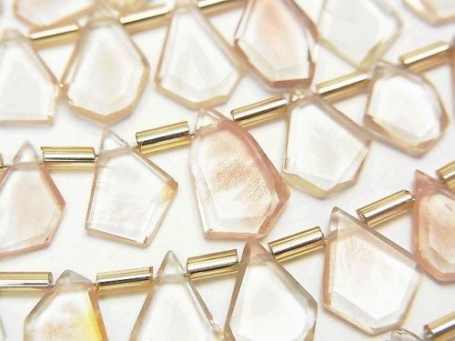[Video]High Quality Oregon Sunstone AAA- Rough Slice Faceted 1strand beads (aprx.7inch/18cm)