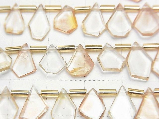 [Video]High Quality Oregon Sunstone AAA- Rough Slice Faceted 1strand beads (aprx.7inch/18cm)