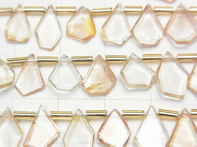 [Video] High Quality Oregon Sunstone AAA- Rough Slice Faceted 1strand beads (aprx.7inch / 18cm)