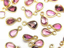 [Video]High Quality Pink Tourmaline AAA Pear Shape Faceted Charm 4x3mm [K14 Yellow Gold] 4pcs