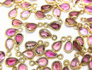 [Video]High Quality Pink Tourmaline AAA Pear Shape Faceted Charm 4x3mm [K14 Yellow Gold] 4pcs