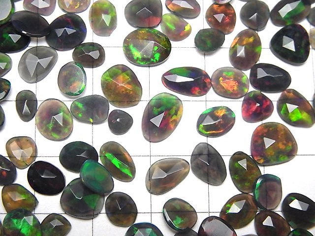 [Video]High Quality Black Opal AAA- Loose stone Free Form Single Sided Rose Cut 10pcs