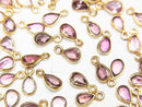 [Video] High Quality Pink Tourmaline AAA Pear shape Faceted Charm 4x3mm [K14 Yellow Gold] 4pcs