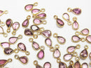 [Video] High Quality Pink Tourmaline AAA Pear shape Faceted Charm 4x3mm [K14 Yellow Gold] 4pcs