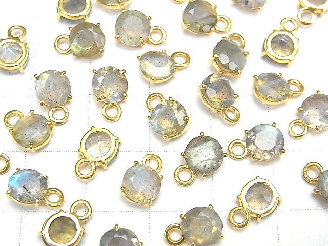 [Video] High Quality Labradorite AAA Bezel Setting Round Faceted 6x6mm 18KGP 3pcs