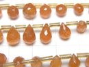 [Video] High Quality Hessonite Garnet AAA- Drop Faceted Briolette 1strand beads (aprx.7inch / 18cm)
