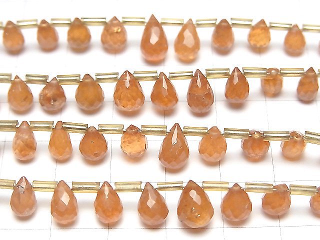 [Video] High Quality Hessonite Garnet AAA- Drop Faceted Briolette 1strand beads (aprx.7inch / 18cm)