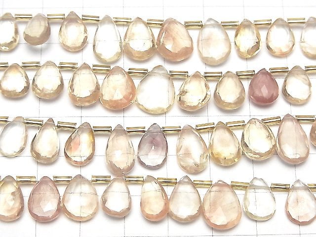 [Video] High Quality Oregon Sunstone AAA- Pear shape Faceted Briolette 1strand beads (aprx.7inch / 18cm)