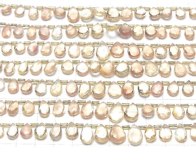 [Video] High Quality Oregon Sunstone AAA- Pear shape Faceted Briolette 1strand beads (aprx.7inch / 18cm)