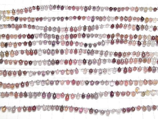 [Video]High Quality Multicolor Spinel AAA Drop Faceted Briolette half or 1strand beads (aprx.7inch/18cm)