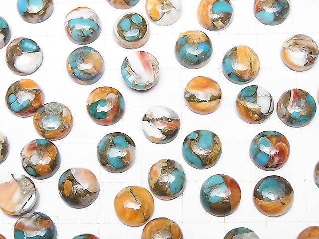 [Video] Oyster Copper Turquoise AAA Round Cabochon 10x10mm 2pcs