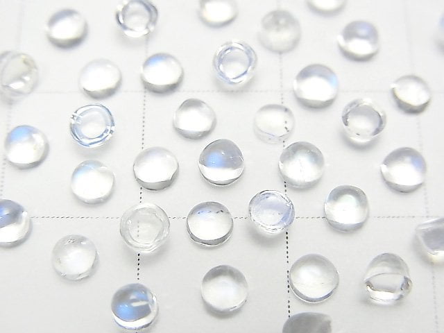 [Video] High Quality Rainbow Moonstone AAA++ Round Cabochon 3x3mm 10pcs