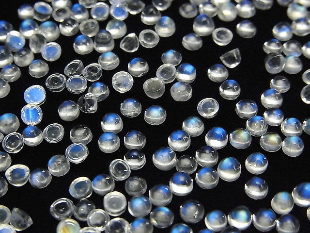 [Video] High Quality Rainbow Moonstone AAA++ Round Cabochon 3x3mm 10pcs