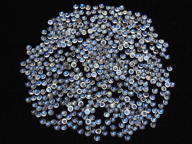 [Video] High Quality Rainbow Moonstone AAA++ Round Cabochon 3x3mm 10pcs