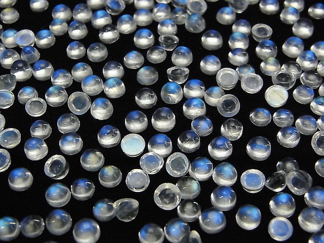 [Video] High Quality Rainbow Moonstone AAA++ Round Cabochon 4x4mm 5pcs