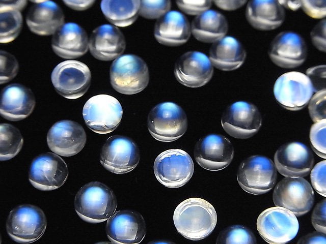 [Video]High Quality Rainbow Moonstone AAA++ Round Cabochon 6x6mm 1pc