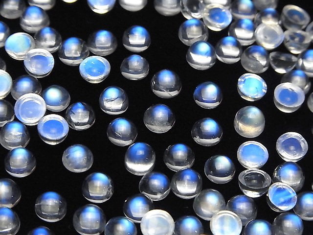 [Video]High Quality Rainbow Moonstone AAA++ Round Cabochon 6x6mm 1pc