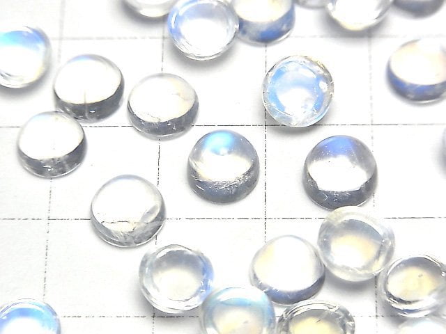 [Video]High Quality Rainbow Moonstone AAA++ Round Cabochon 7x7mm 1pc