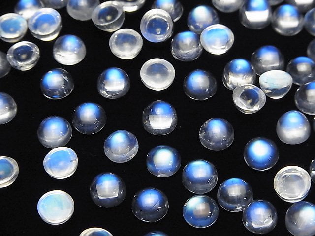 [Video]High Quality Rainbow Moonstone AAA++ Round Cabochon 7x7mm 1pc