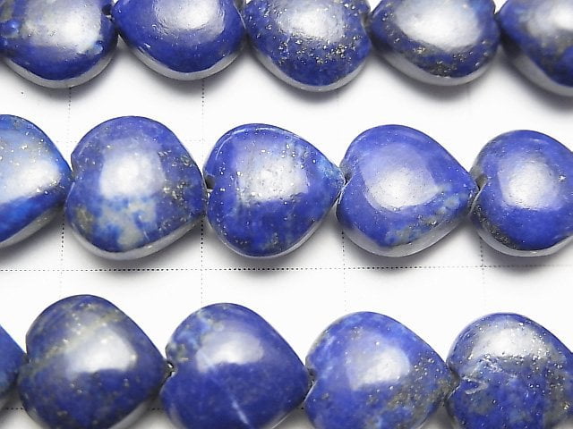 [Video] Lapis lazuli AA++ Vertical Hole Heart 10x10mm half or 1strand beads (aprx.6inch / 16cm)