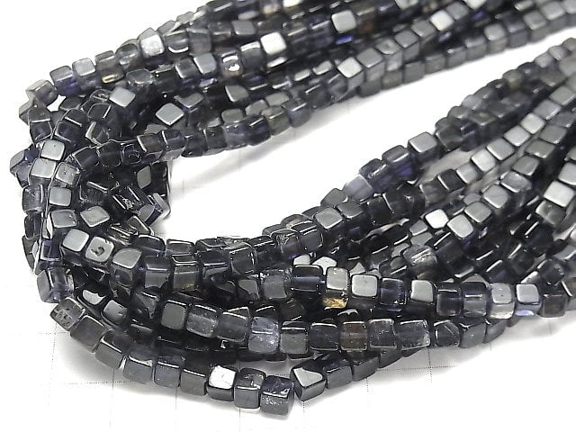 [Video] Iolite AA+ Cube 4x4mm half or 1strand beads (aprx.15inch / 38cm)