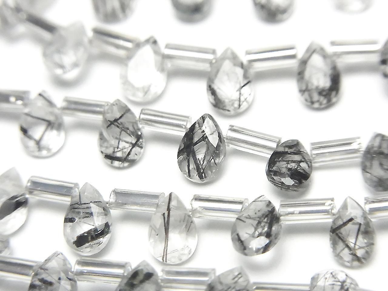 Tourmaline et Quartz AAA de Haute Qualité - Forme poire Facettée 6x4mm 1 fil de perles (13pcs)