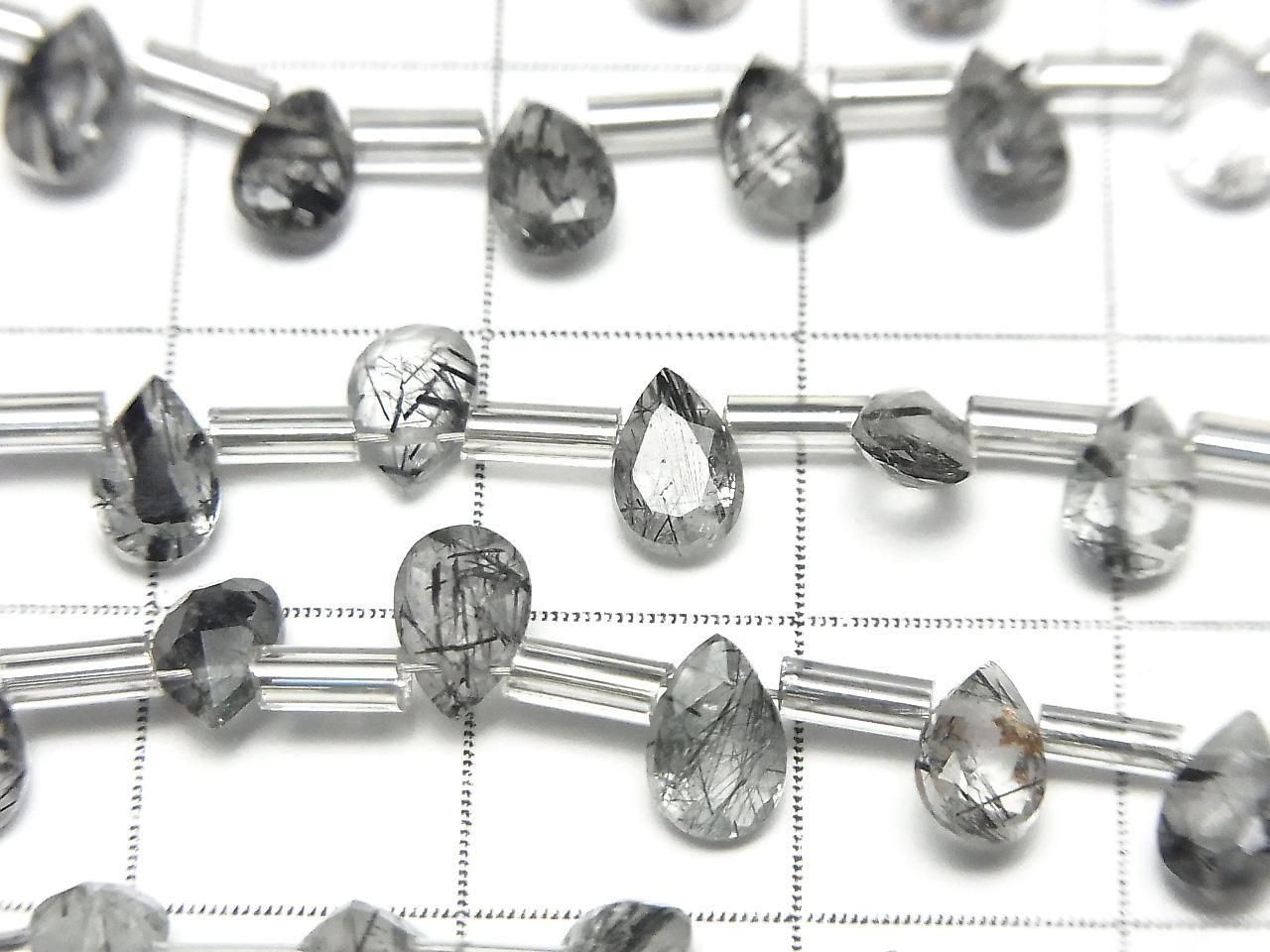 Tourmaline et Quartz AAA de Haute Qualité - Forme poire Facettée 6x4mm 1 fil de perles (13pcs)