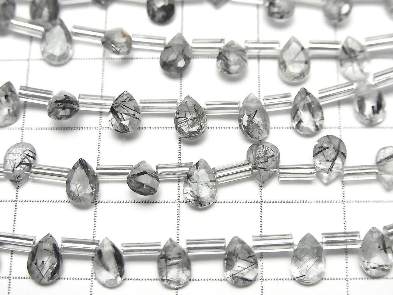 Tourmaline et Quartz AAA de Haute Qualité - Forme poire Facettée 6x4mm 1 fil de perles (13pcs)