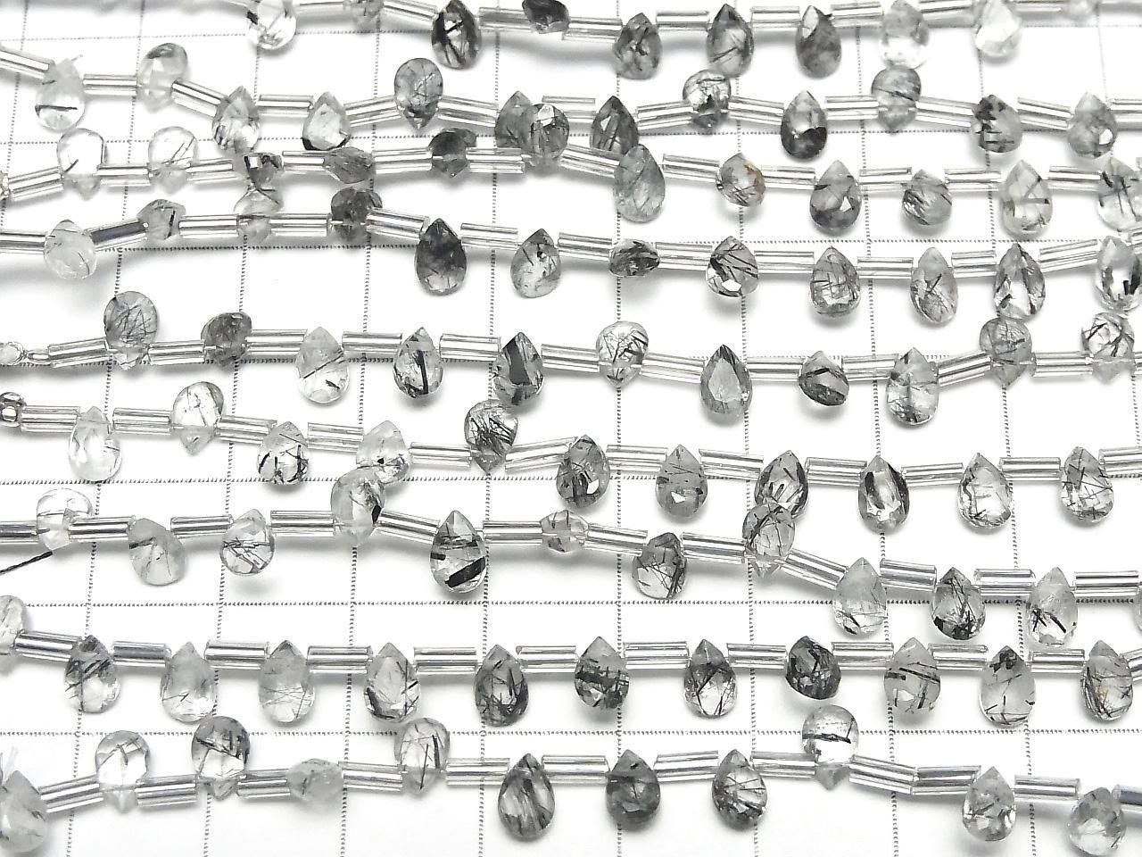 Tourmaline et Quartz AAA de Haute Qualité - Forme poire Facettée 6x4mm 1 fil de perles (13pcs)